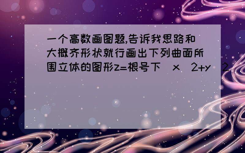 一个高数画图题,告诉我思路和大概齐形状就行画出下列曲面所围立体的图形z=根号下(x^2+y^2) ,z=2-x^2-y^2最好能告诉我做这种题的思路 最好能加我QQ给我发个图过来 加分呦634151005