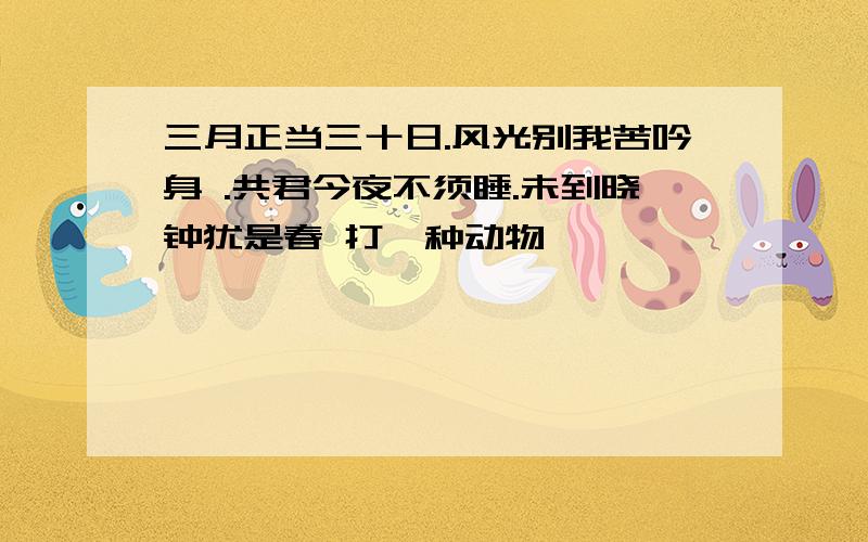 三月正当三十日.风光别我苦吟身 .共君今夜不须睡.未到晓钟犹是春 打一种动物