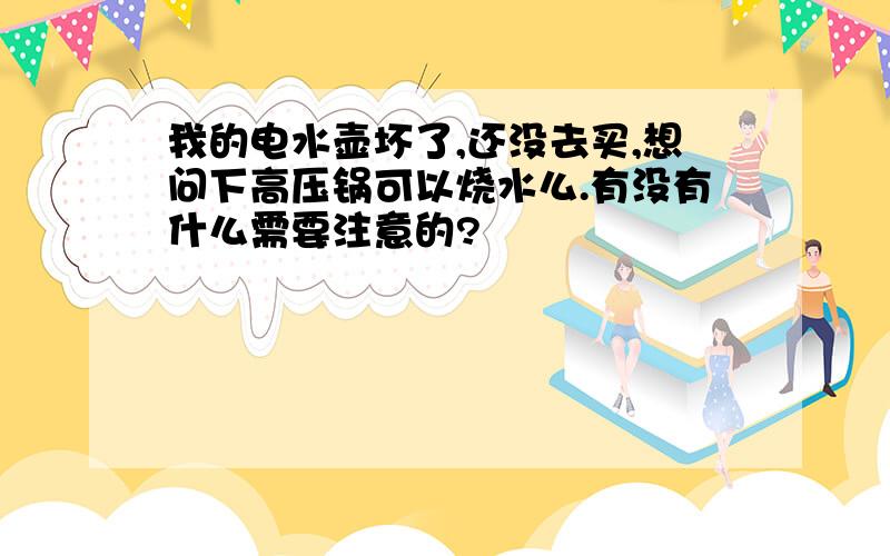 我的电水壶坏了,还没去买,想问下高压锅可以烧水么.有没有什么需要注意的?