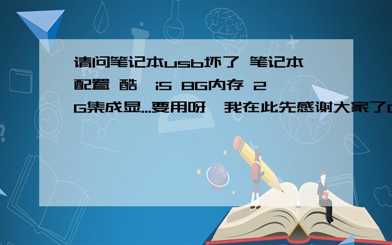 请问笔记本usb坏了 笔记本配置 酷睿i5 8G内存 2G集成显...要用呀,我在此先感谢大家了0d