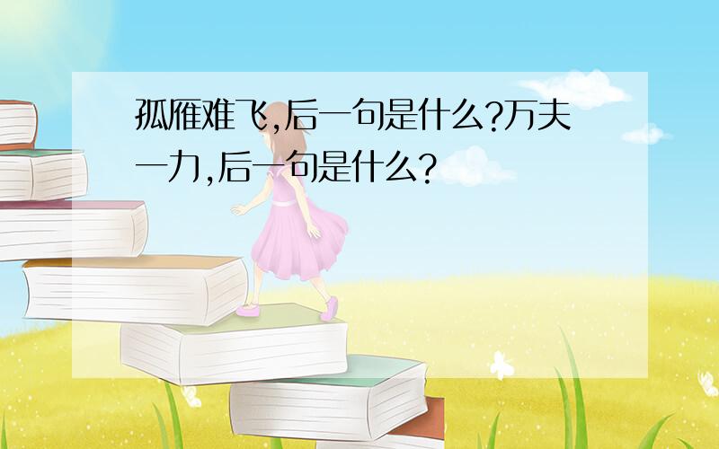 孤雁难飞,后一句是什么?万夫一力,后一句是什么?