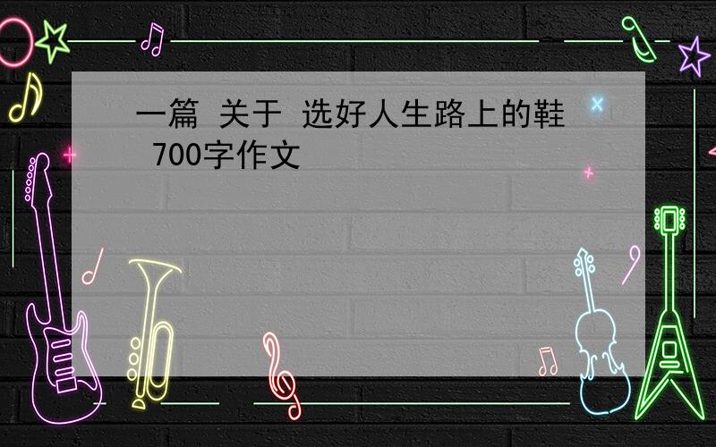 一篇 关于 选好人生路上的鞋 700字作文