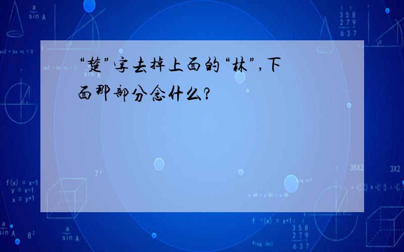 “楚”字去掉上面的“林”,下面那部分念什么?