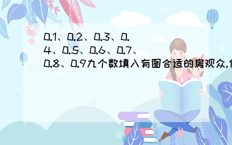 0.1、0.2、0.3、0.4、0.5、0.6、0.7、0.8、0.9九个数填入有图合适的房观众,使每一横行、竖行和斜行三个