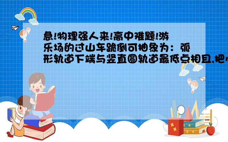 急!物理强人来!高中难题!游乐场的过山车跪倒可抽象为：弧形轨道下端与竖直圆轨道最低点相且,把小球从弧形轨道高为h处由静止释放,小球沿着弧形跪倒下滑后进入圆轨道,已知圆轨道半径R