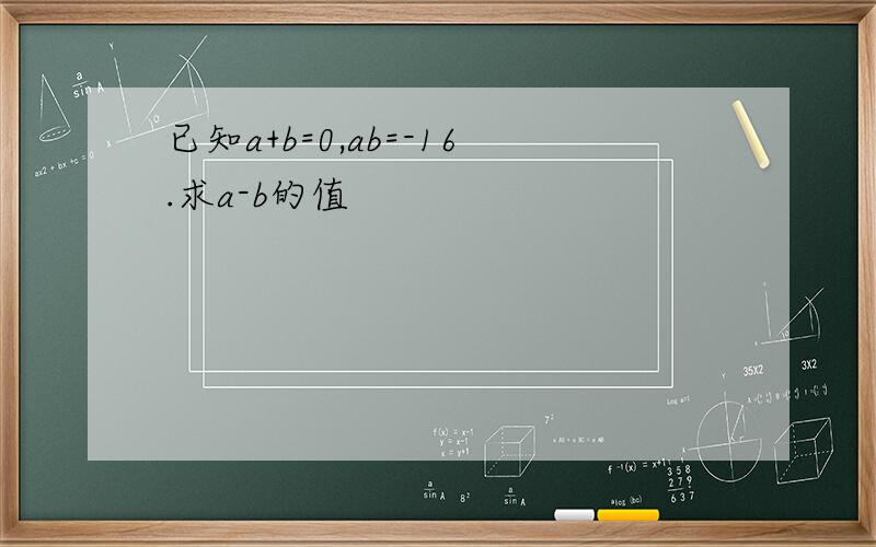 已知a+b=0,ab=-16.求a-b的值