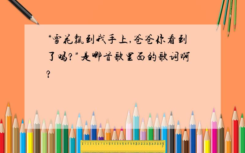 “雪花飘到我手上,爸爸你看到了吗?”是哪首歌里面的歌词啊?