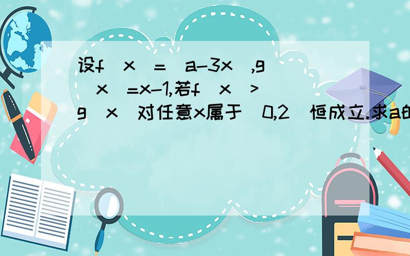 设f(x)=|a-3x|,g(x)=x-1,若f(x)>g(x)对任意x属于(0,2)恒成立.求a的范围0和2都可以取到