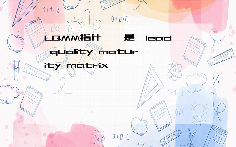 LQMM指什麽,是,lead quality maturity matrix