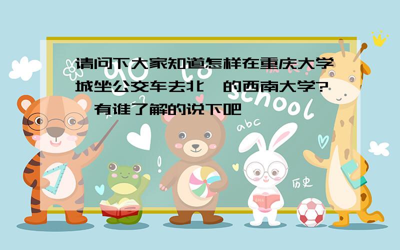 请问下大家知道怎样在重庆大学城坐公交车去北碚的西南大学?　有谁了解的说下吧,