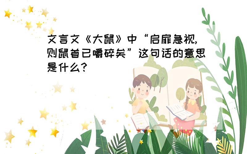 文言文《大鼠》中“启扉急视,则鼠首已嚼碎矣”这句话的意思是什么?