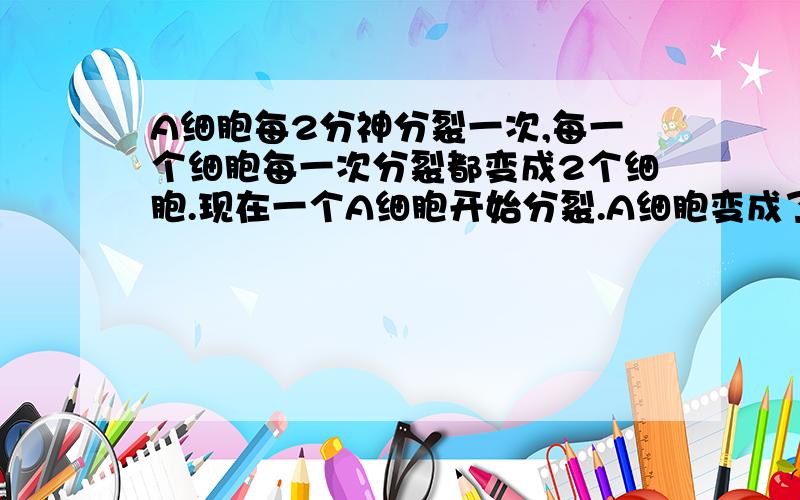 A细胞每2分神分裂一次,每一个细胞每一次分裂都变成2个细胞.现在一个A细胞开始分裂.A细胞变成了几个?当细胞达到512个时,经过几分钟?详解.