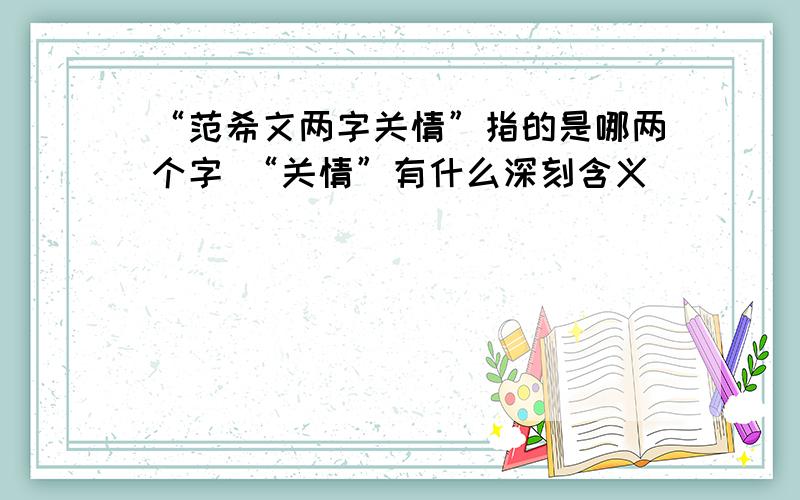 “范希文两字关情”指的是哪两个字 “关情”有什么深刻含义