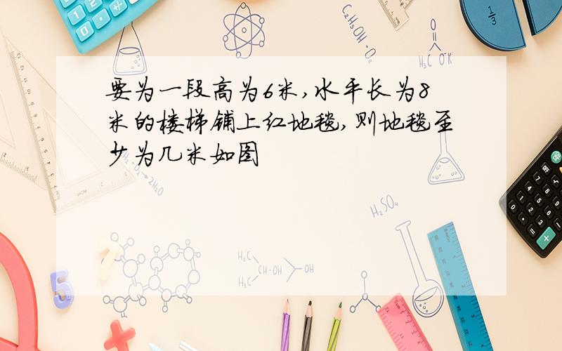 要为一段高为6米,水平长为8米的楼梯铺上红地毯,则地毯至少为几米如图