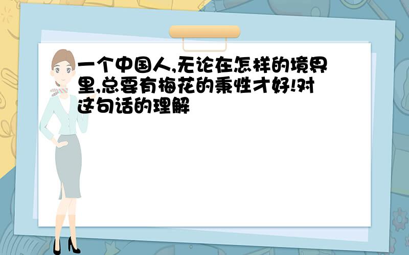 一个中国人,无论在怎样的境界里,总要有梅花的秉性才好!对这句话的理解