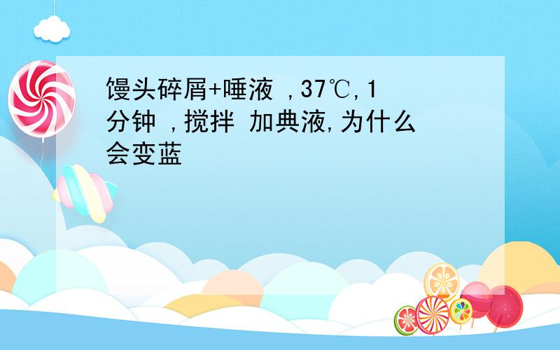 馒头碎屑+唾液 ,37℃,1分钟 ,搅拌 加典液,为什么会变蓝