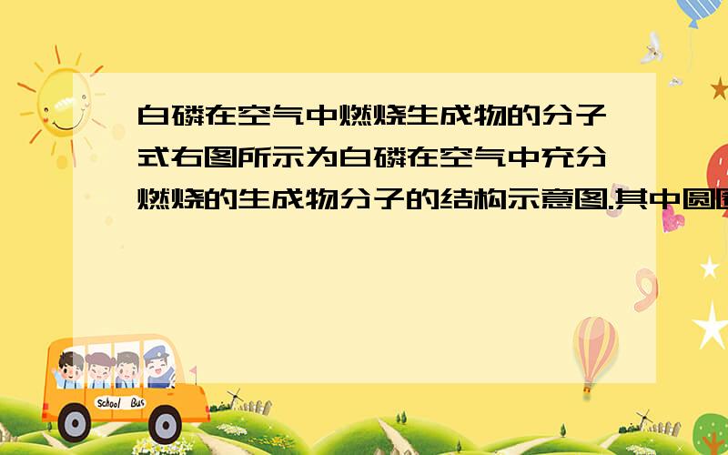 白磷在空气中燃烧生成物的分子式右图所示为白磷在空气中充分燃烧的生成物分子的结构示意图.其中圆圈表示原子,实线表示化学键.下列关于该生成物的叙述不正确的是 （ ）A． 生成物的分