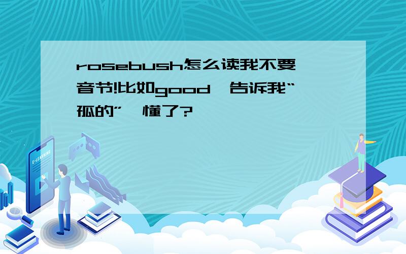 rosebush怎么读我不要音节!比如good,告诉我“孤的”,懂了?