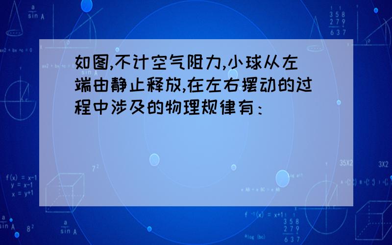 如图,不计空气阻力,小球从左端由静止释放,在左右摆动的过程中涉及的物理规律有：                            写出两条即可