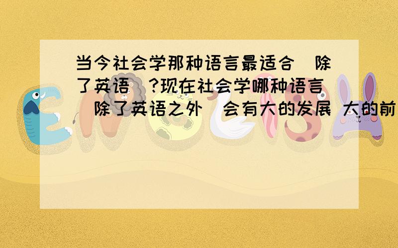 当今社会学那种语言最适合（除了英语）?现在社会学哪种语言（除了英语之外）会有大的发展 大的前途 而且对将来的社会有利.