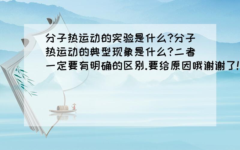 分子热运动的实验是什么?分子热运动的典型现象是什么?二者一定要有明确的区别.要给原因哦谢谢了!