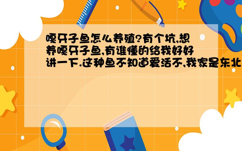 嘎牙子鱼怎么养殖?有个坑,想养嘎牙子鱼,有谁懂的给我好好讲一下.这种鱼不知道爱活不,我家是东北辽宁的,养这种鱼适合不!~~~这种鱼和什么鱼或者龟能一起养不 这鱼学名好象叫  黄搡鱼