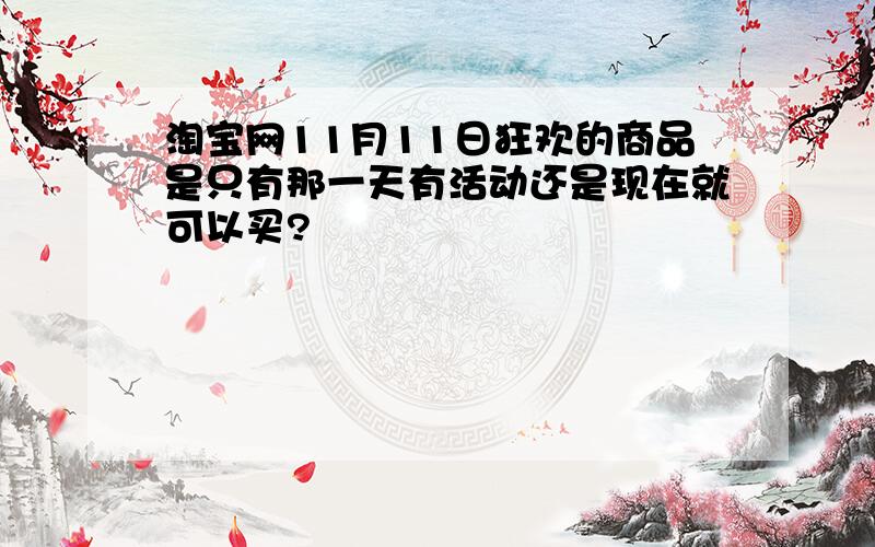 淘宝网11月11日狂欢的商品是只有那一天有活动还是现在就可以买?