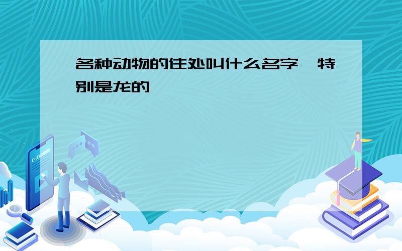 各种动物的住处叫什么名字《特别是龙的》