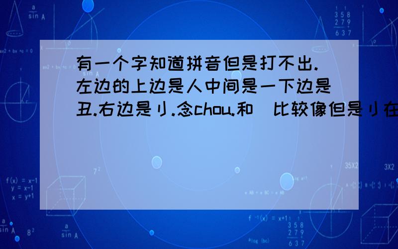 有一个字知道拼音但是打不出.左边的上边是人中间是一下边是丑.右边是刂.念chou.和侴比较像但是刂在外面这是一个姓氏.