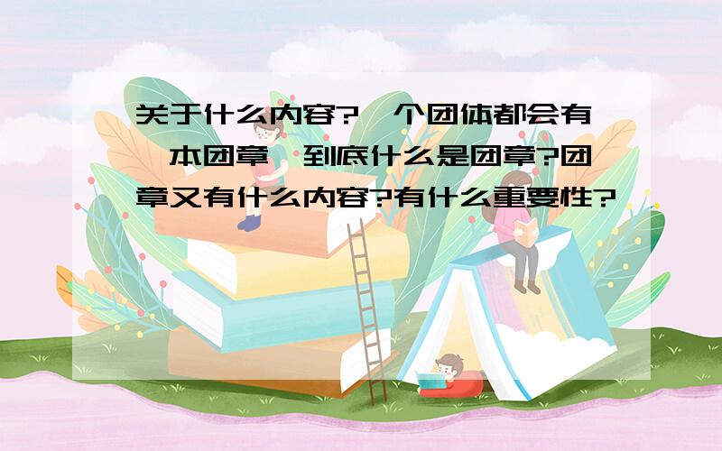 关于什么内容?一个团体都会有一本团章,到底什么是团章?团章又有什么内容?有什么重要性?