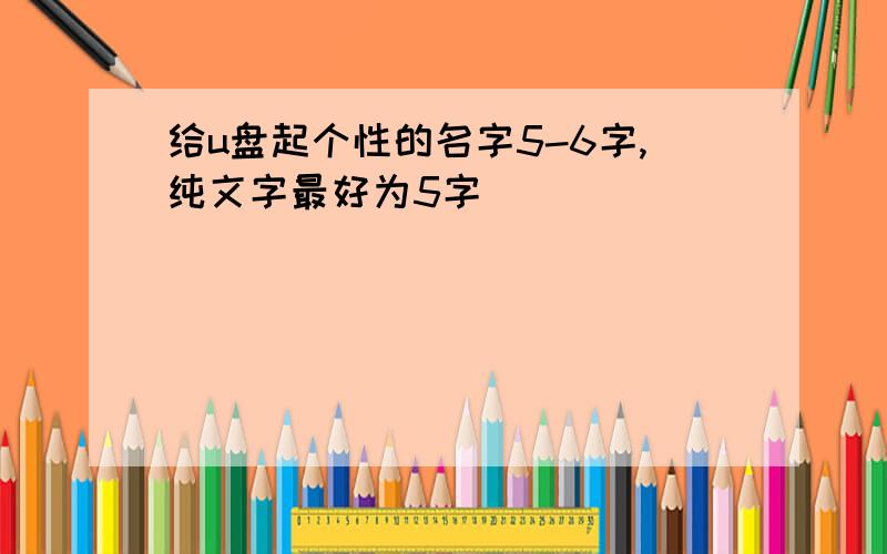 给u盘起个性的名字5-6字,纯文字最好为5字