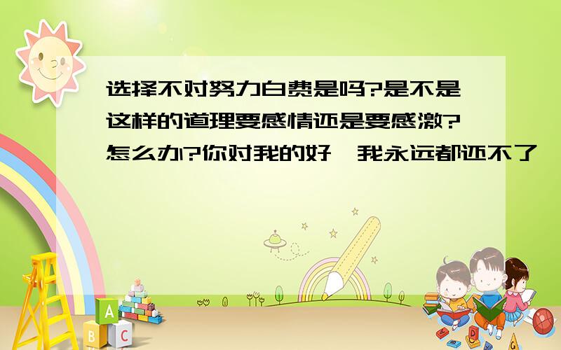 选择不对努力白费是吗?是不是这样的道理要感情还是要感激?怎么办?你对我的好`我永远都还不了