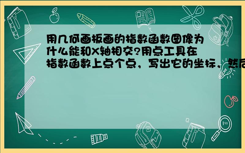 用几何画板画的指数函数图像为什么能和X轴相交?用点工具在指数函数上点个点，写出它的坐标，然后往下拉，这个点在指数函数上纵坐标有为0的时候。指数函数我当然知道不能为0，所以才