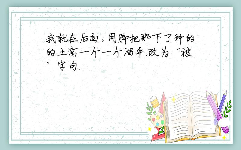 我就在后面,用脚把那下了种的的土窝一个一个溜平.改为“被”字句.