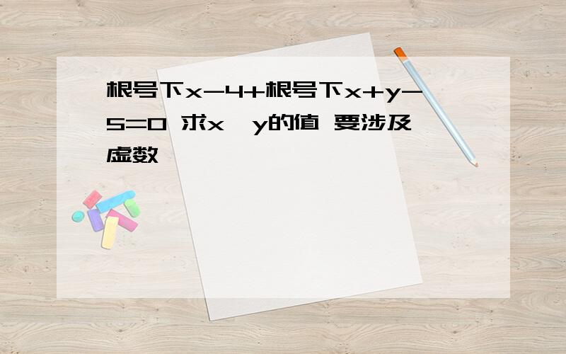 根号下x-4+根号下x+y-5=0 求x、y的值 要涉及虚数