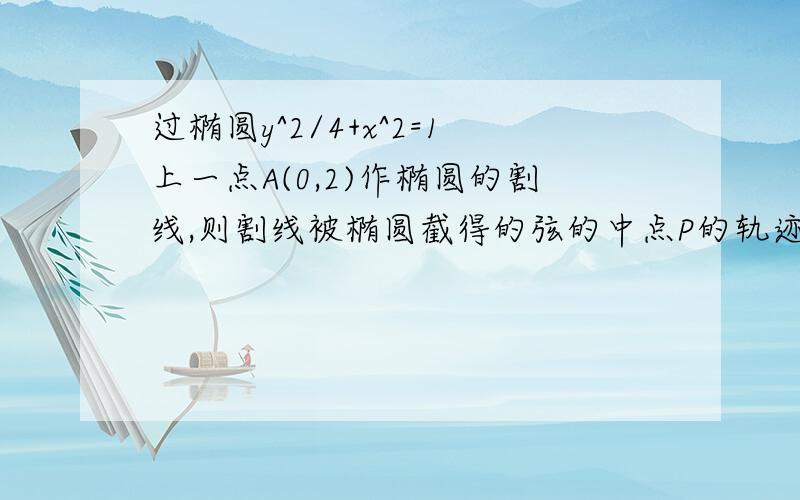 过椭圆y^2/4+x^2=1上一点A(0,2)作椭圆的割线,则割线被椭圆截得的弦的中点P的轨迹方程为