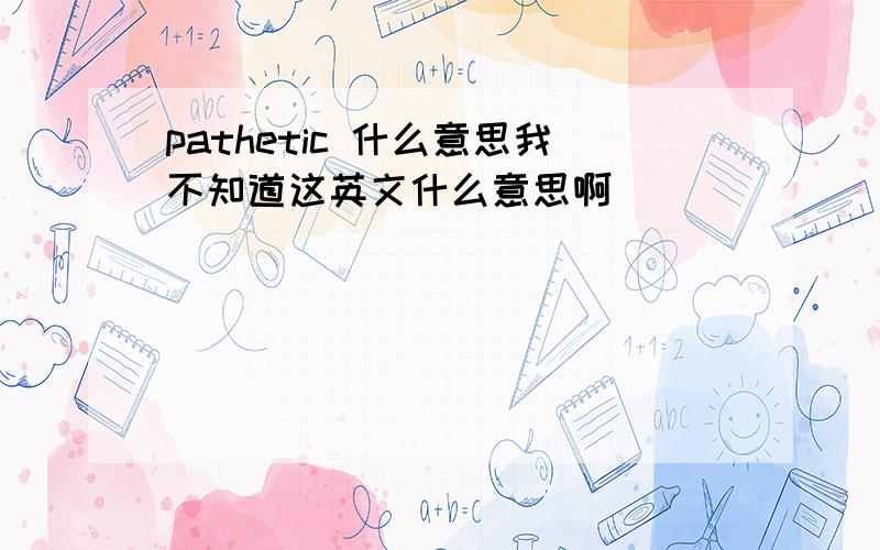 pathetic 什么意思我不知道这英文什么意思啊