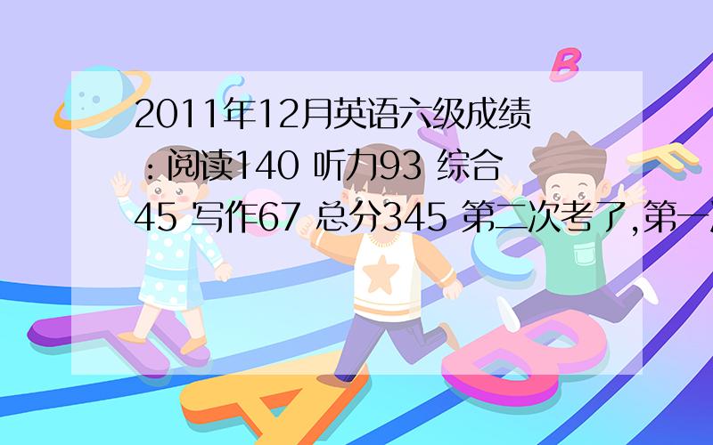 2011年12月英语六级成绩：阅读140 听力93 综合45 写作67 总分345 第二次考了,第一次360.不知道经过努力通过500分几率?大三了还要准备考研,怎么安排复习比较好呢?