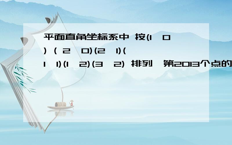 平面直角坐标系中 按(1,0) ( 2,0)(2,1)(1,1)(1,2)(3,2) 排列,第2013个点的横坐标是?