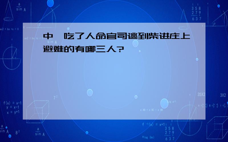 中,吃了人命官司逃到柴进庄上避难的有哪三人?