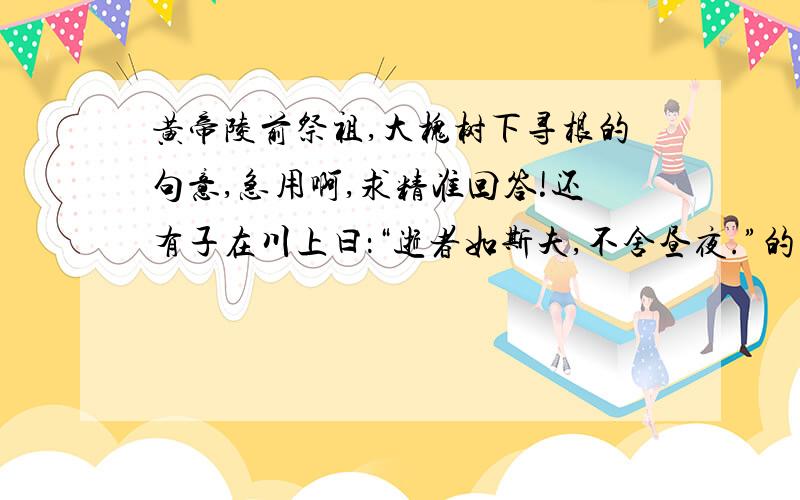 黄帝陵前祭祖,大槐树下寻根的句意,急用啊,求精准回答!还有子在川上曰：“逝者如斯夫,不舍昼夜.”的句意