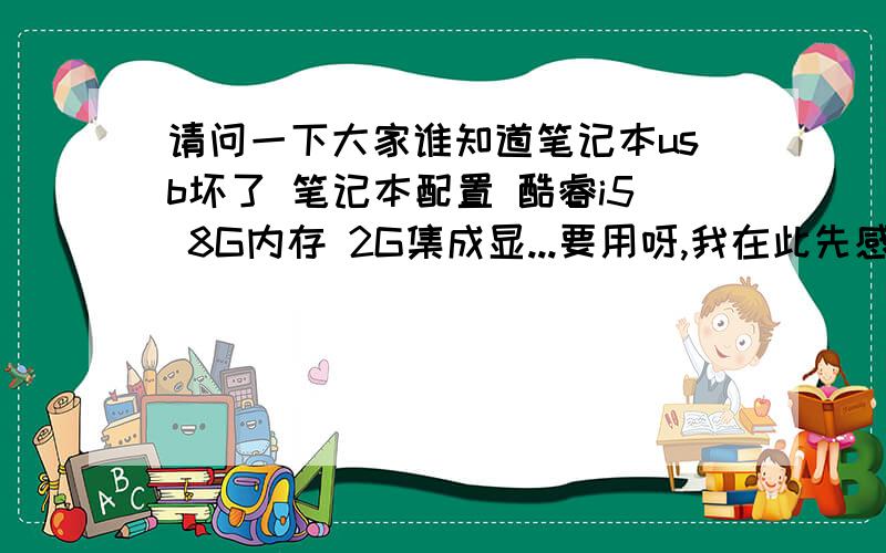 请问一下大家谁知道笔记本usb坏了 笔记本配置 酷睿i5 8G内存 2G集成显...要用呀,我在此先感谢大家了6d