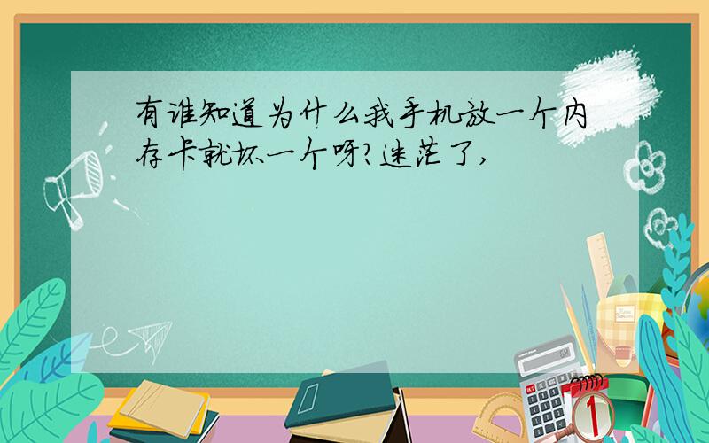 有谁知道为什么我手机放一个内存卡就坏一个呀?迷茫了,