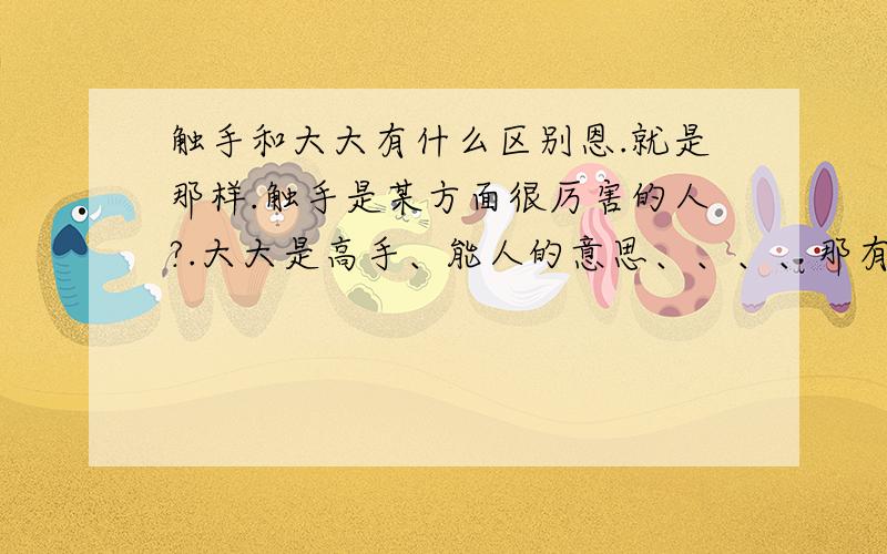 触手和大大有什么区别恩.就是那样.触手是某方面很厉害的人?.大大是高手、能人的意思、、、、那有什么区别么.←←