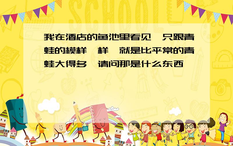 我在酒店的鱼池里看见一只跟青蛙的模样一样,就是比平常的青蛙大得多,请问那是什么东西