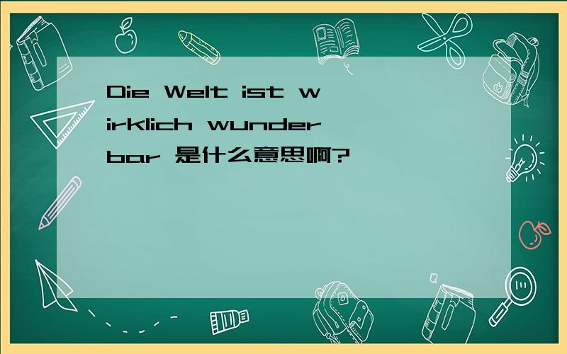 Die Welt ist wirklich wunderbar 是什么意思啊?