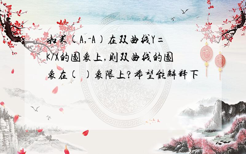 如果(A,-A)在双曲线Y=K/X的图象上,则双曲线的图象在( )象限上?希望能解释下