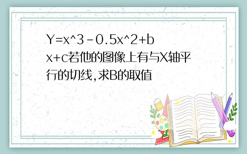 Y=x^3-0.5x^2+bx+c若他的图像上有与X轴平行的切线,求B的取值