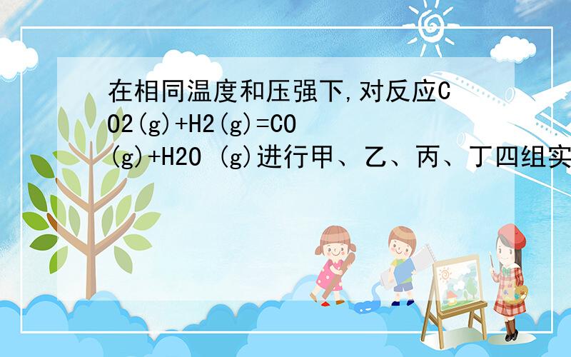 在相同温度和压强下,对反应CO2(g)+H2(g)=CO(g)+H2O (g)进行甲、乙、丙、丁四组实验,实验起始时放入容器内各组分的物质的量见下表物质的量 CO2 H2 CO H2O甲 a mol a mol 0 mol 0 mol乙 2a mol a mol 0 mol 0 mol丙