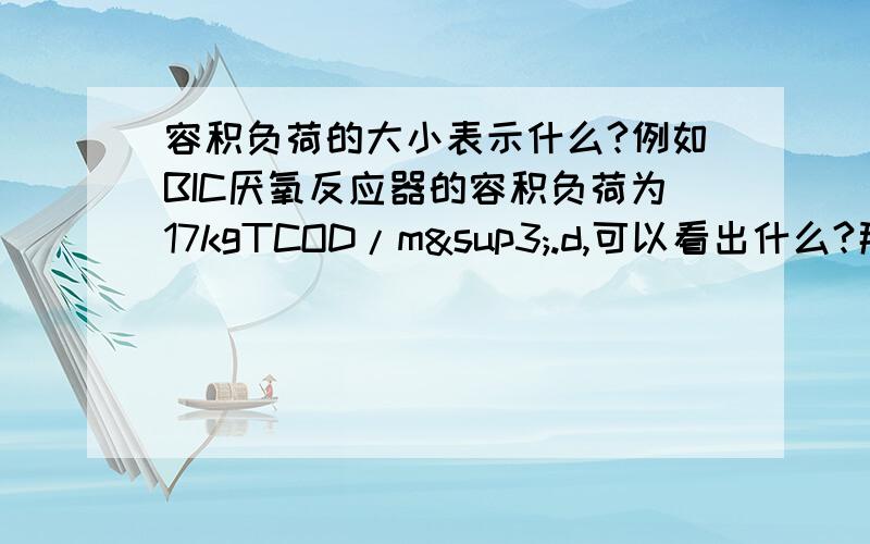 容积负荷的大小表示什么?例如BIC厌氧反应器的容积负荷为17kgTCOD/m³.d,可以看出什么?那就是越大越好喽?